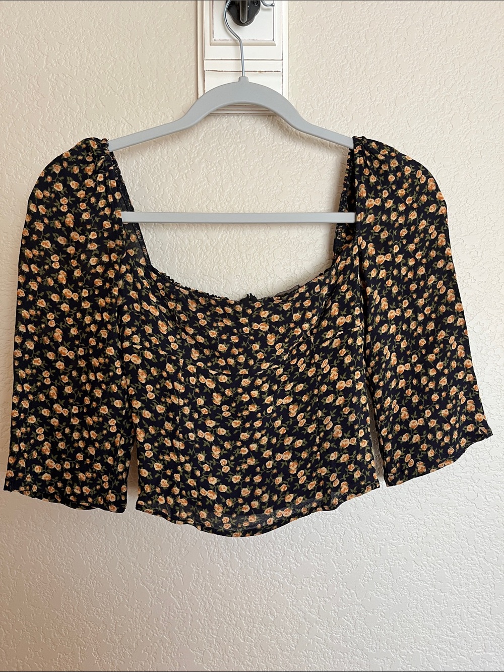 Reformation floral crop blouse